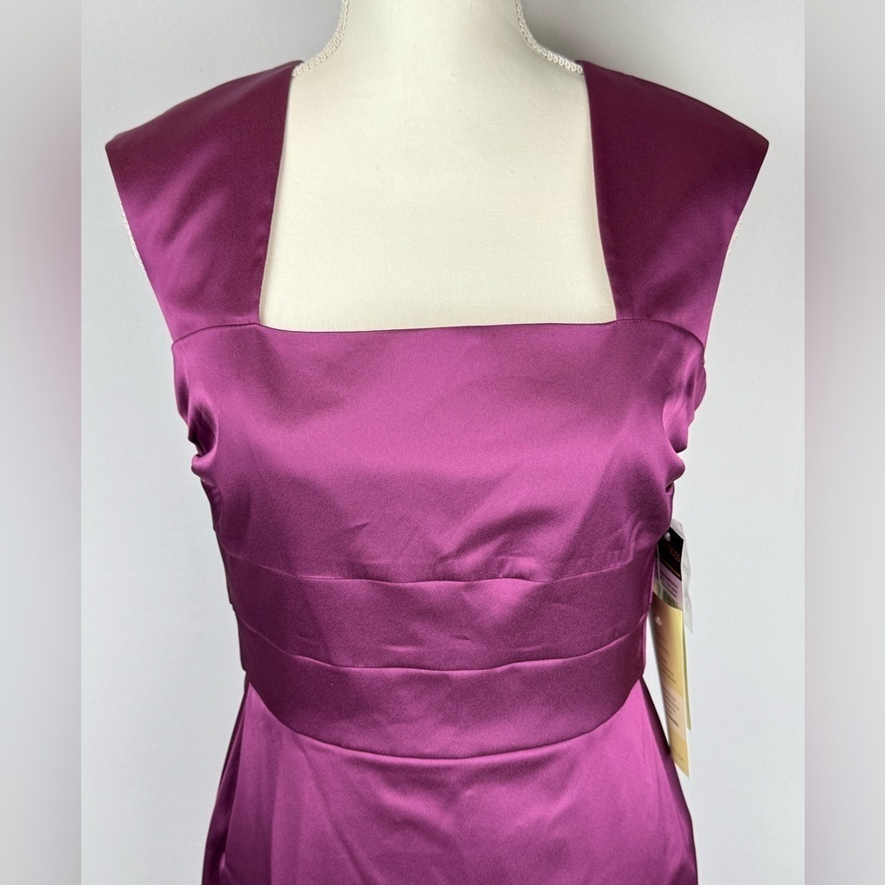 NWT Donna Ricco Purple Sheath Dress Cocktail Dress Square Neck Open Back Size 8 - Picture 2 of 11